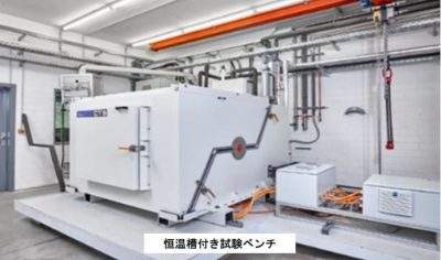 恒温槽付き試験ベンチの写真。